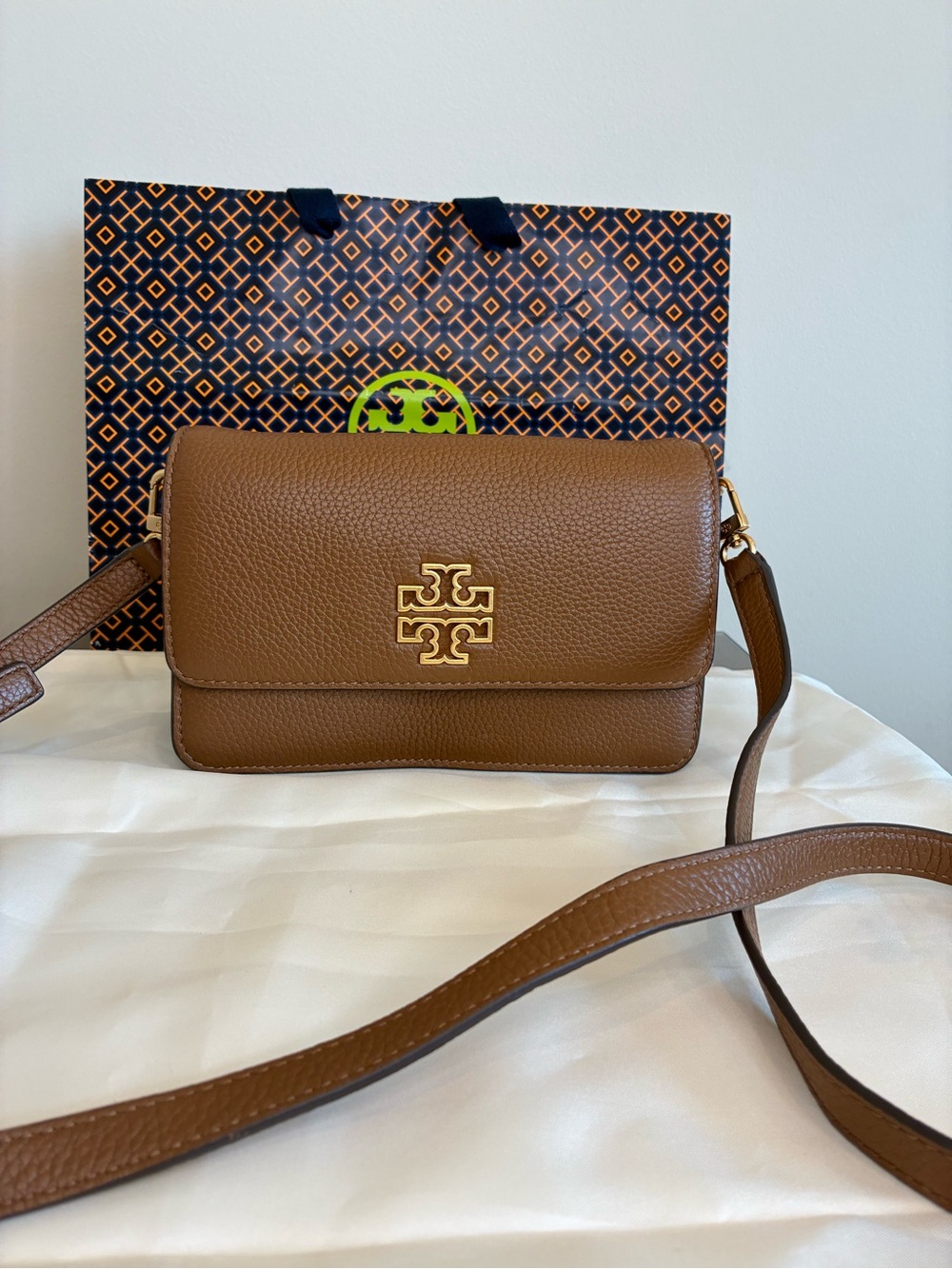 Tory Burch Britten Brown LEather Crossbody Bag